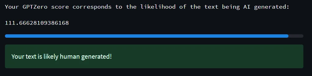 GPTZero Score All Human